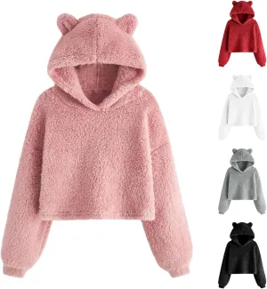 Hoodies for Teen Girls Sherpa Fleece Hooded Sweatshirts Oversized Long Sleeve Pullover Cute Clothes Tops 7-12 Years