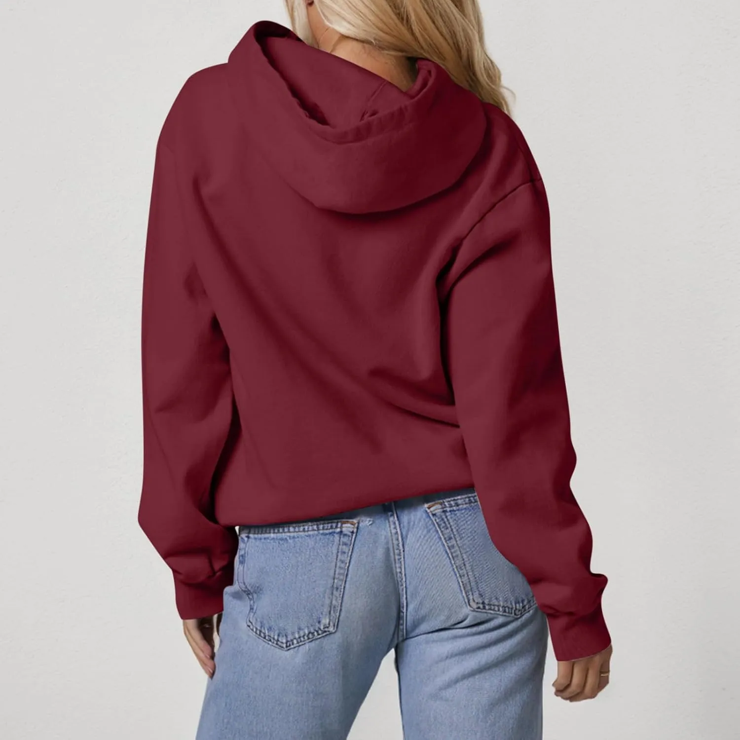 Hoodies for Women Oversized Plain Hooded Sweatshirt with Pocket Casual Fall Workout Gym Fleece Pullover Sweaters