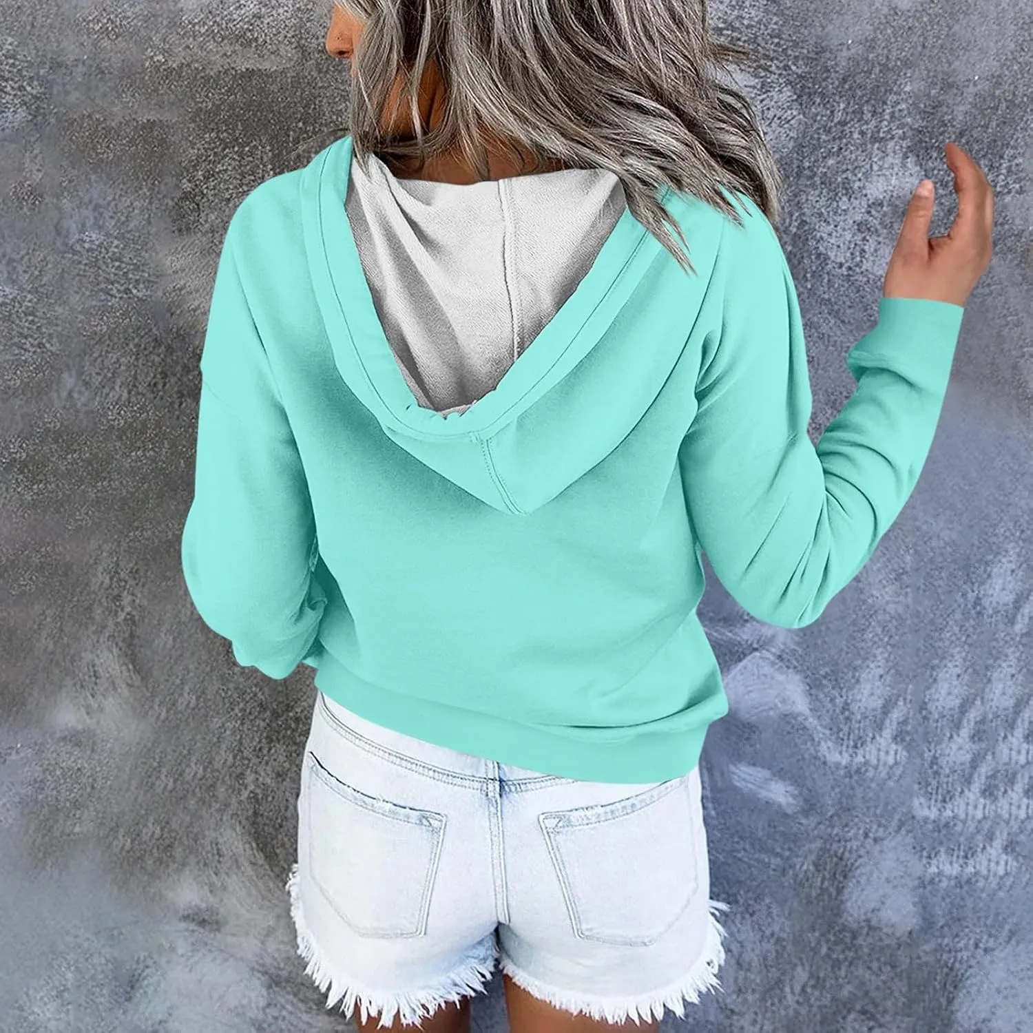 Hoodies for Women Trendy Graphic Hoodie Y2K Long Sleeve Pullover Fall Fashion 2024 Button Down Drawstring Sweatshirt