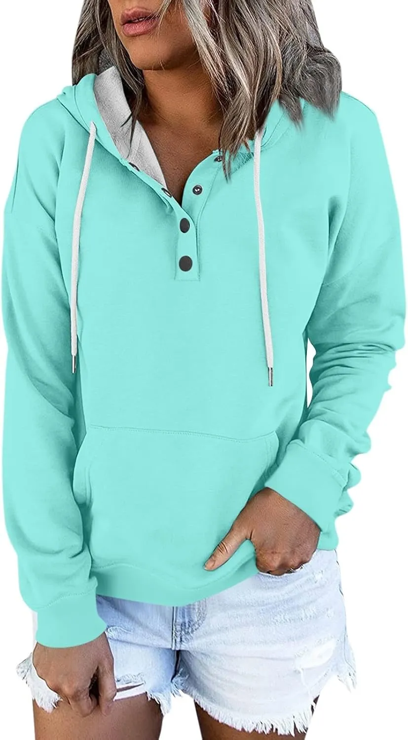 Hoodies for Women Trendy Graphic Hoodie Y2K Long Sleeve Pullover Fall Fashion 2024 Button Down Drawstring Sweatshirt