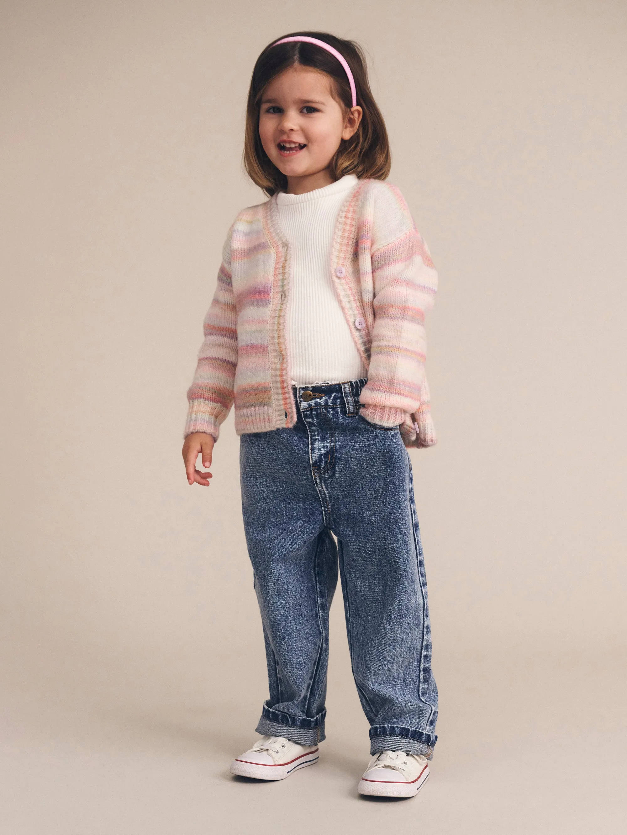 Huxbaby Rainbow Stripe Knit Boxy Cardi
