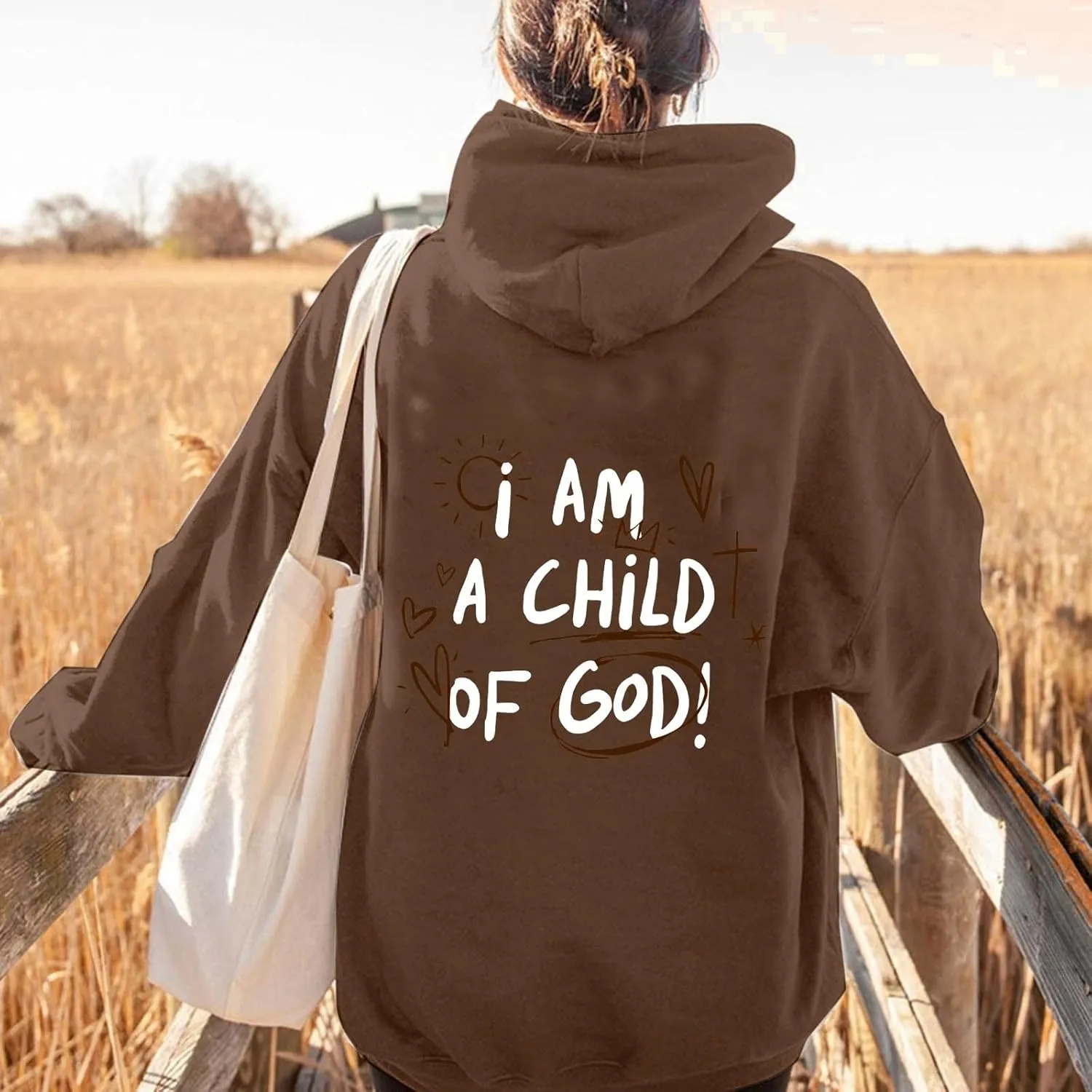 I Am A Child of God Hoodie Christian Sweatshirts for Women Faith Religious God Pullover Long Sleeve Tops with Pocket