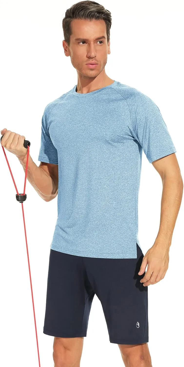 icyzone Workout Shirts for Men, Quick-Dry Athletic Gym Exercise Running Short Sleeves Tee