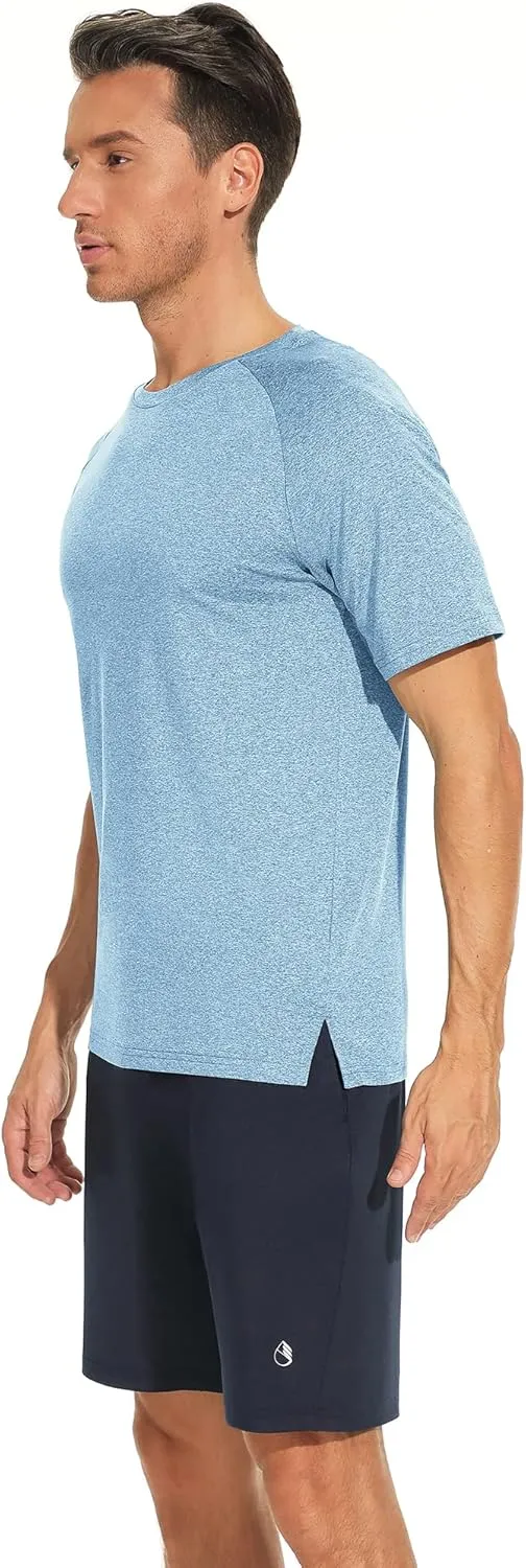 icyzone Workout Shirts for Men, Quick-Dry Athletic Gym Exercise Running Short Sleeves Tee