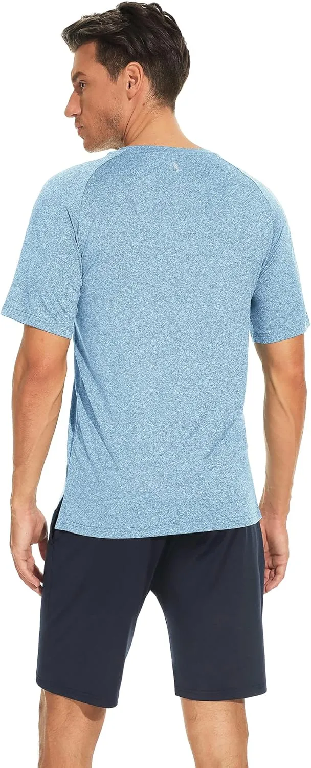 icyzone Workout Shirts for Men, Quick-Dry Athletic Gym Exercise Running Short Sleeves Tee