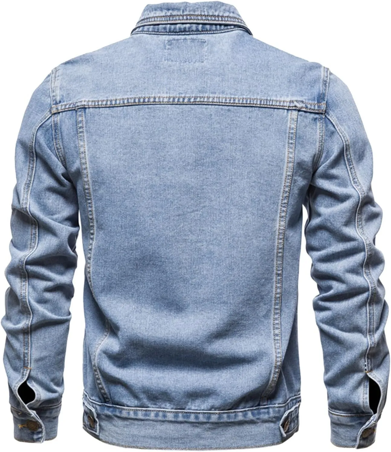 Jean Jacket For Men, Men'S Casual Workwear Long Sleeve Lapel Collar Denim Jacket Loose Multi Pocket Coat