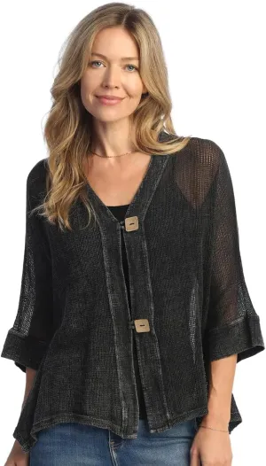 Jess & Jane Mineral Washed Mesh Cardigan - M116