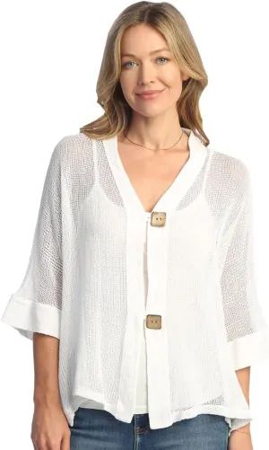 Jess & Jane Mineral Washed Mesh Cardigan - M116