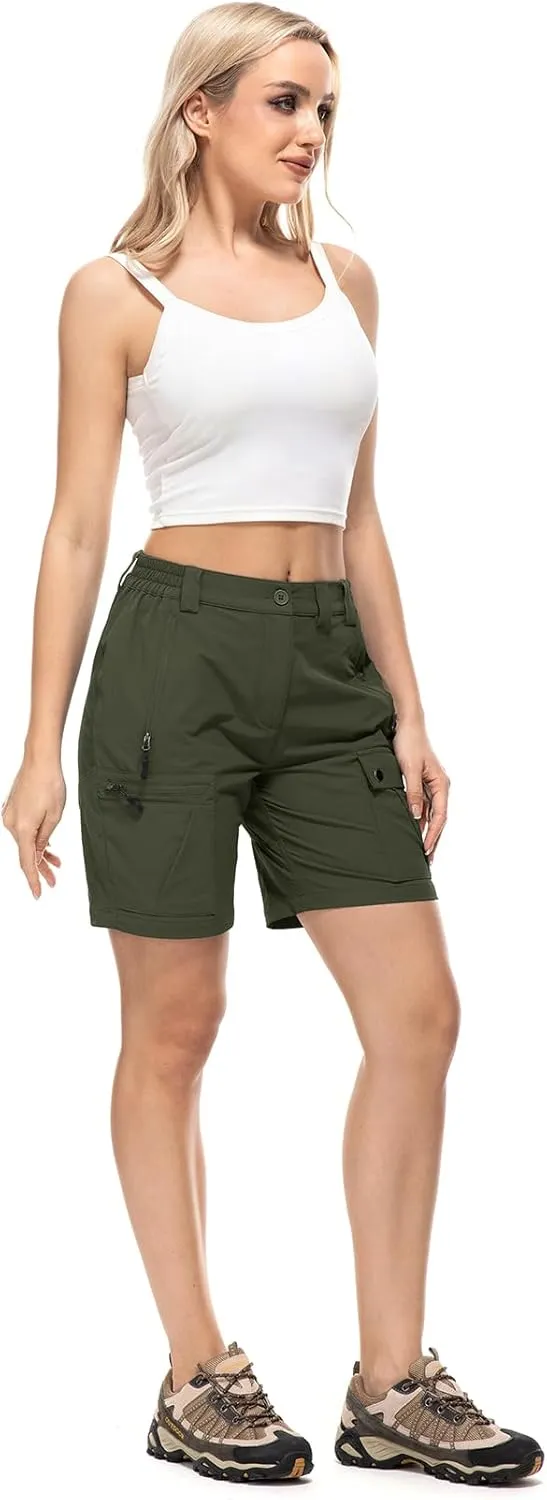 Jessie Kidden Womens Stretch Cargo Hiking Shorts Quick Dry Elastic Waist 7" Casual Shorts for Women