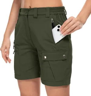 Jessie Kidden Womens Stretch Cargo Hiking Shorts Quick Dry Elastic Waist 7" Casual Shorts for Women