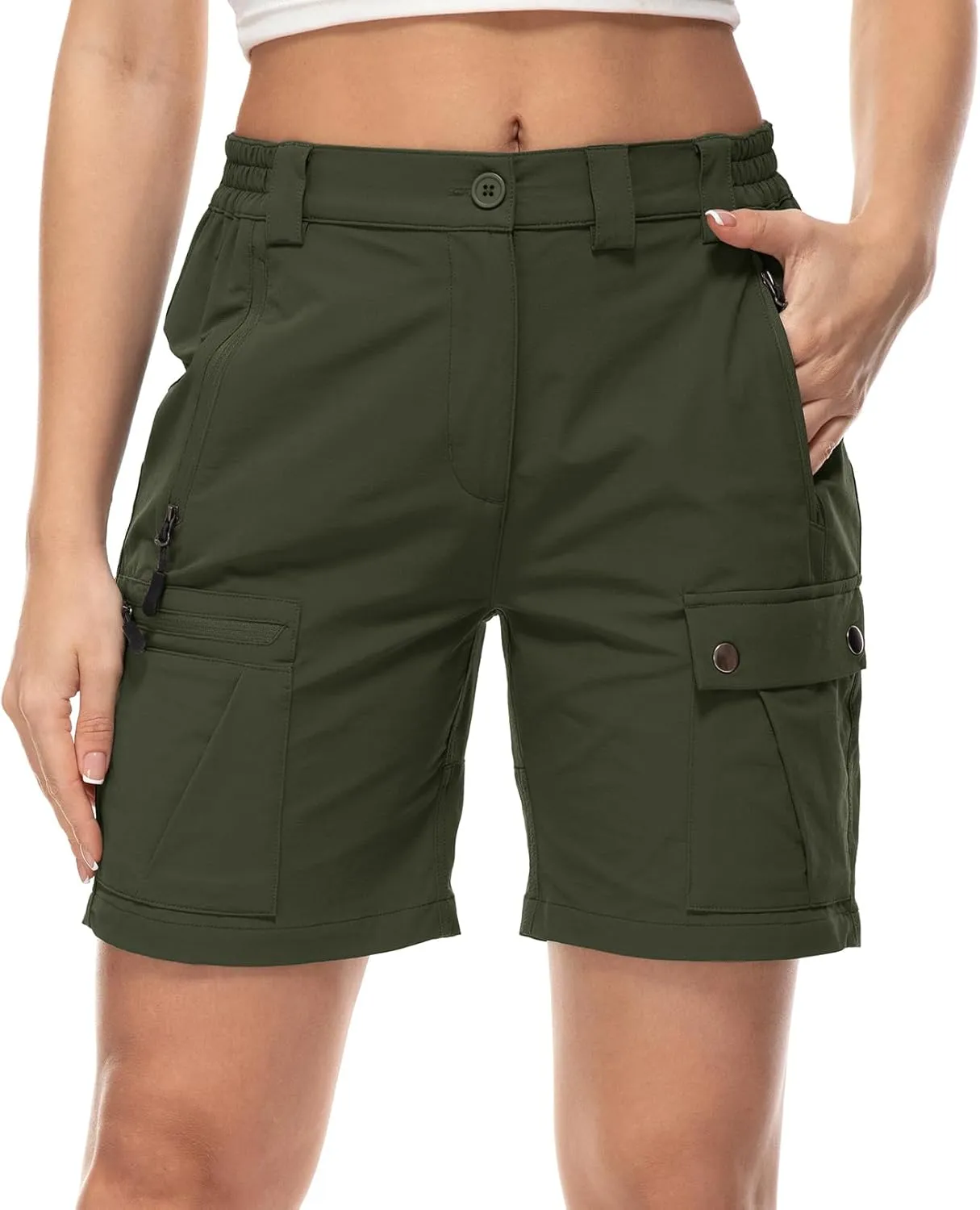 Jessie Kidden Womens Stretch Cargo Hiking Shorts Quick Dry Elastic Waist 7" Casual Shorts for Women