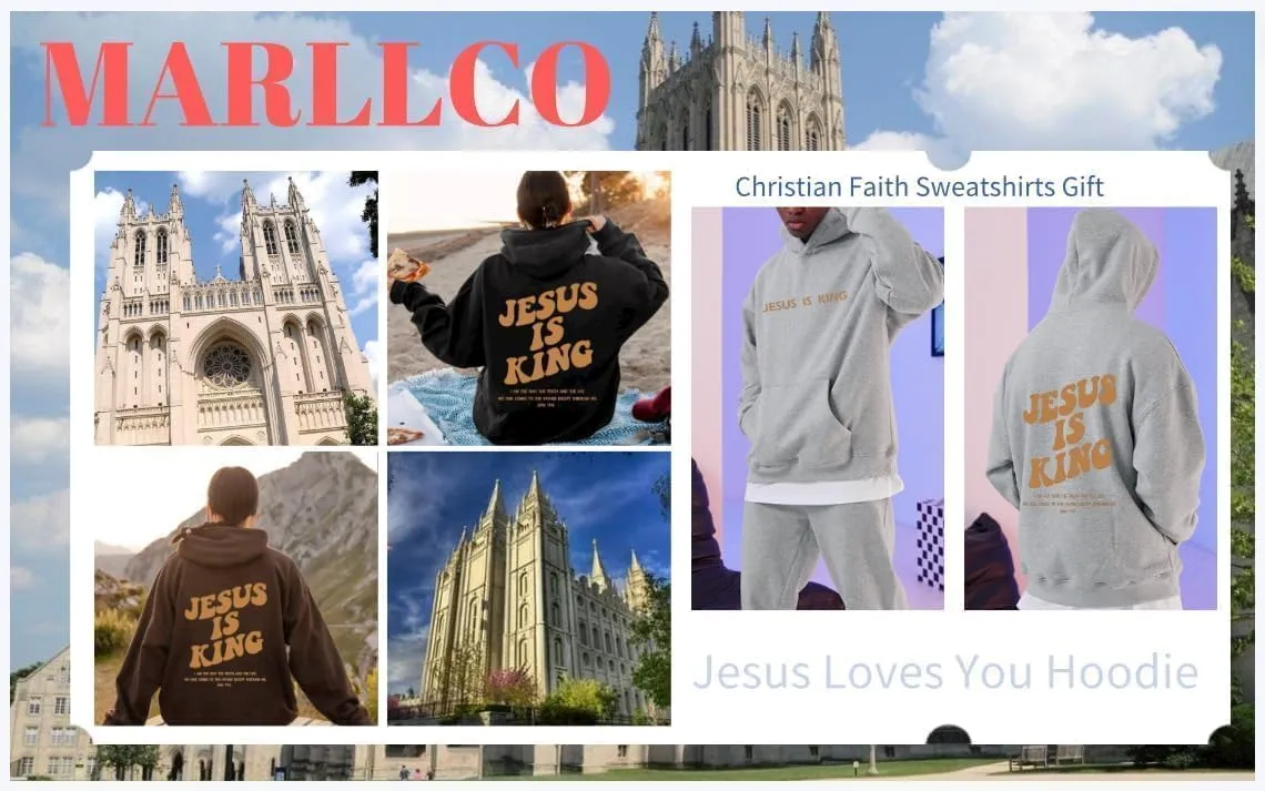 Jesus Is King Hoodie,Jesus Loves You Hoodie,Faith Over Fear Hoodie,Christian Faith Sweatshirts Gift for men women