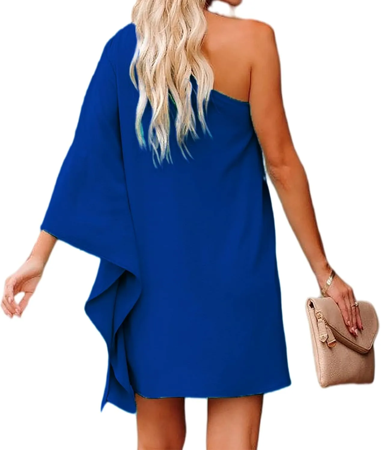 Jhsnjnr Women's Casual Batwing Sleeve One Shoulder Dresses Summer Club Party Cocktail Dresses