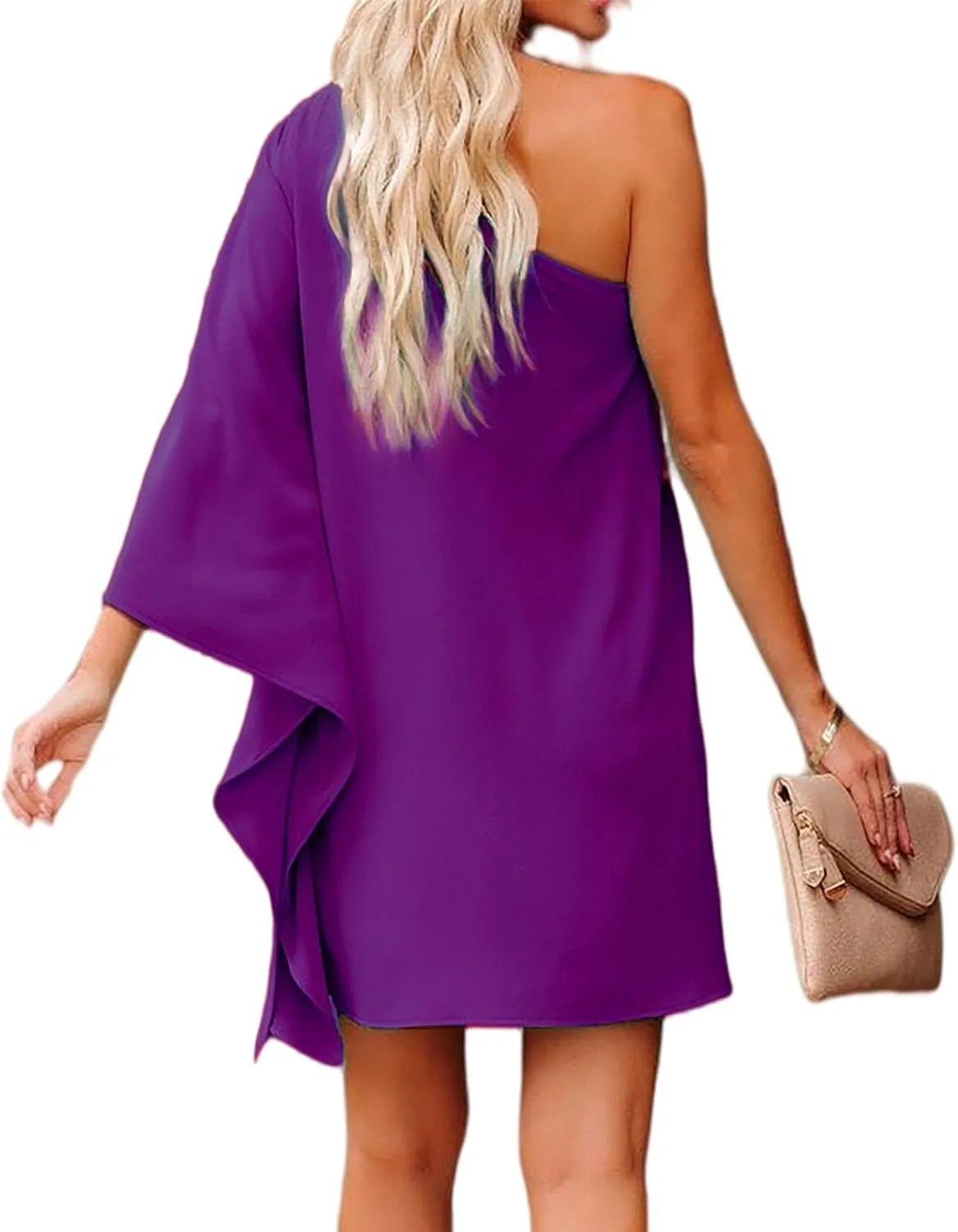 Jhsnjnr Women's Casual Batwing Sleeve One Shoulder Dresses Summer Club Party Cocktail Dresses