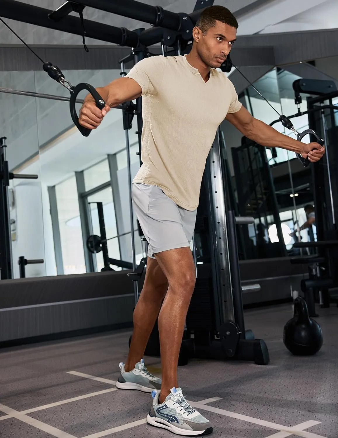 JMIERR Mens Muscle Slim T Shirt Texture V Neck Longline Henley Gym Workout Athletic Tee Shirts