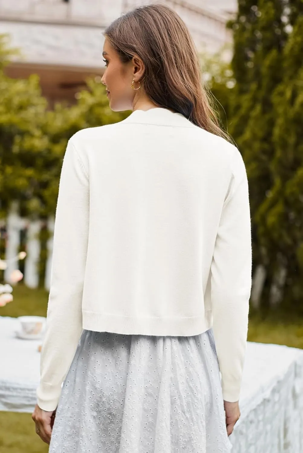 KANCY KOLE Women's Cropped Cardigan Scalloped Bolero Sweater Lightweight Knit Shrugs for Dresses S-XXL