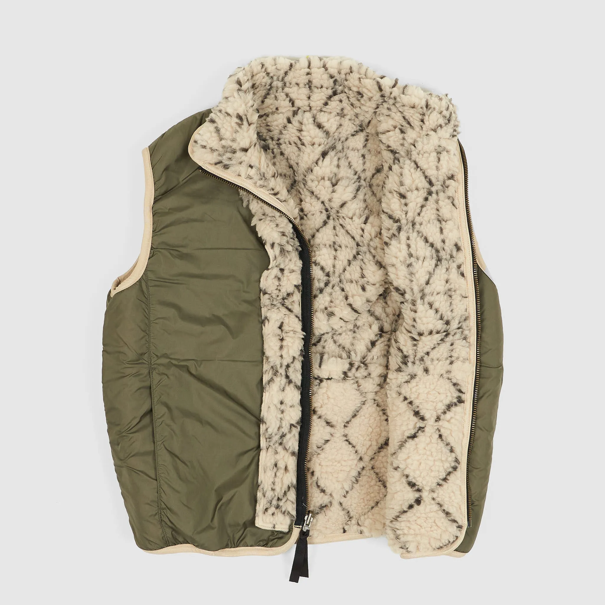 Kapital Reversible Dogi Sashiko Boa Fleece Outdoor Vest