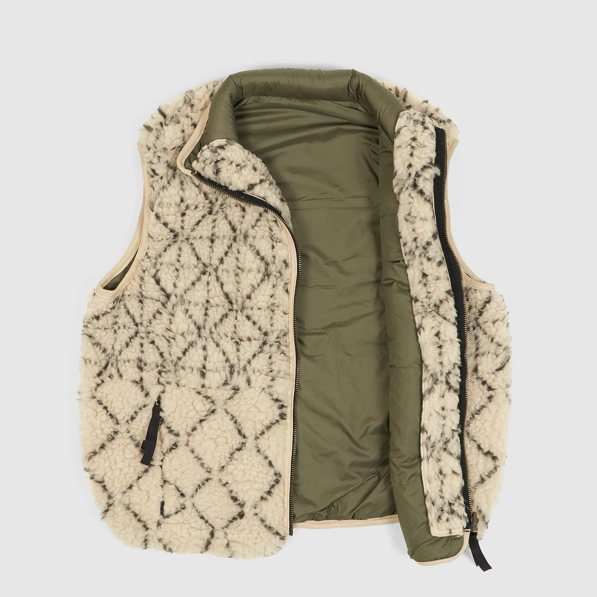 Kapital Reversible Dogi Sashiko Boa Fleece Outdoor Vest