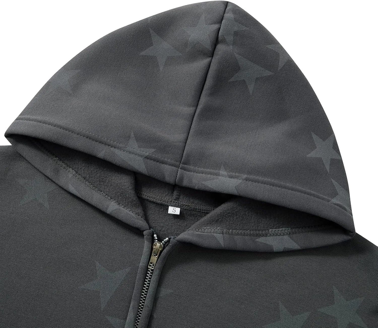 Karwuiio Women Y2k Zip Up Hoodies Star Graphic Long Sleeve Jackets Hip Hop Harajuku Oversized Hooded Sweatshirt