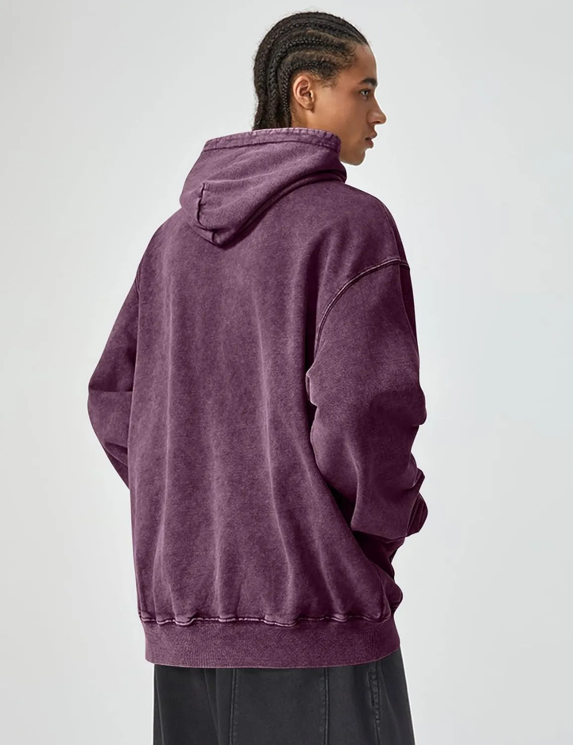 Kissonic Womens Acid Wash Hoodie Vintage Pullover Fashion Heavyweight Hooded Basic Couples Streetwear Sweatshirts