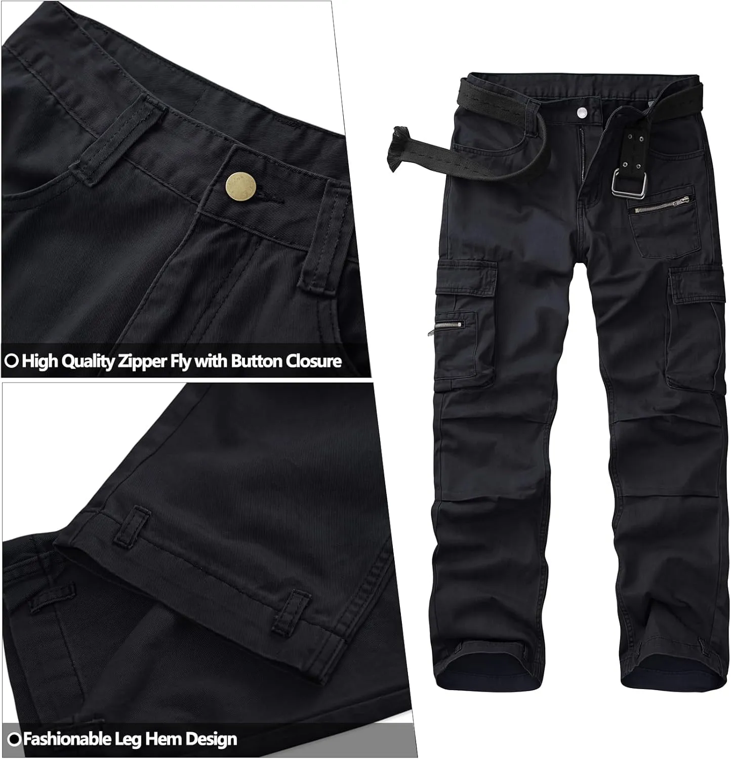 KOCTHOMY Hiking Pants Women Relaxed Fit Cargo Pants Casual Work Pants with Zipper Pockets No Belt