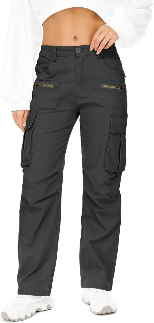 KOCTHOMY Hiking Pants Women Relaxed Fit Cargo Pants Casual Work Pants with Zipper Pockets No Belt
