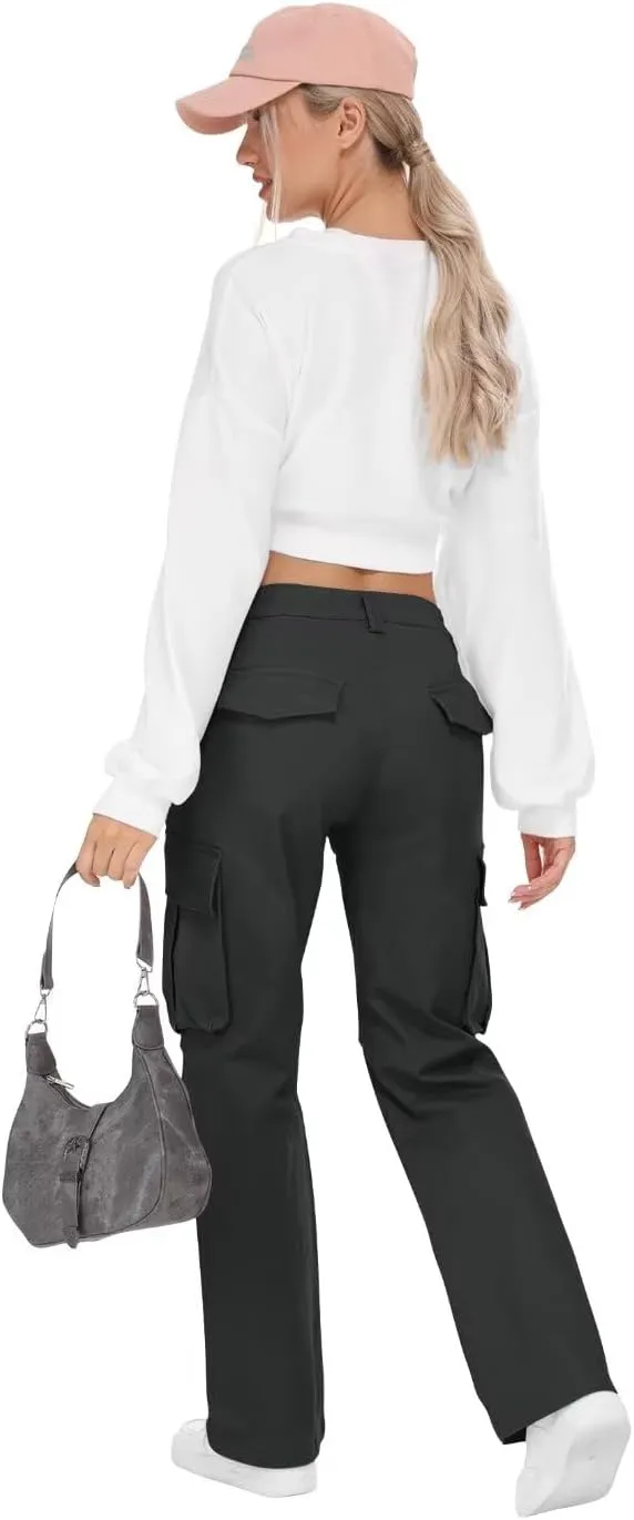 KOCTHOMY Hiking Pants Women Relaxed Fit Cargo Pants Casual Work Pants with Zipper Pockets No Belt