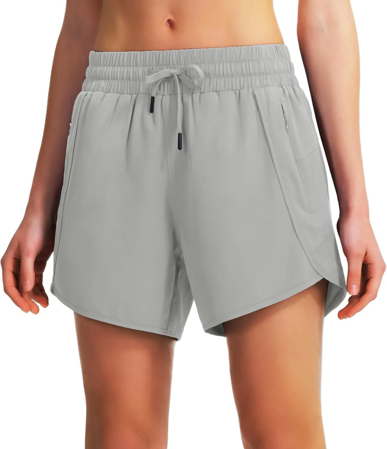 Ksmien Women's 5" Athletic Running Shorts Quick Dry Lightweight Workout Gym Shorts with Zipper Pockets UPF 50 