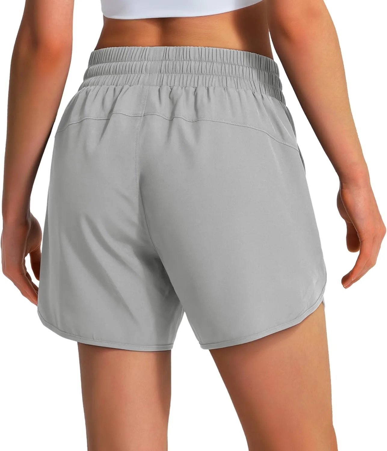 Ksmien Women's 5" Athletic Running Shorts Quick Dry Lightweight Workout Gym Shorts with Zipper Pockets UPF 50 