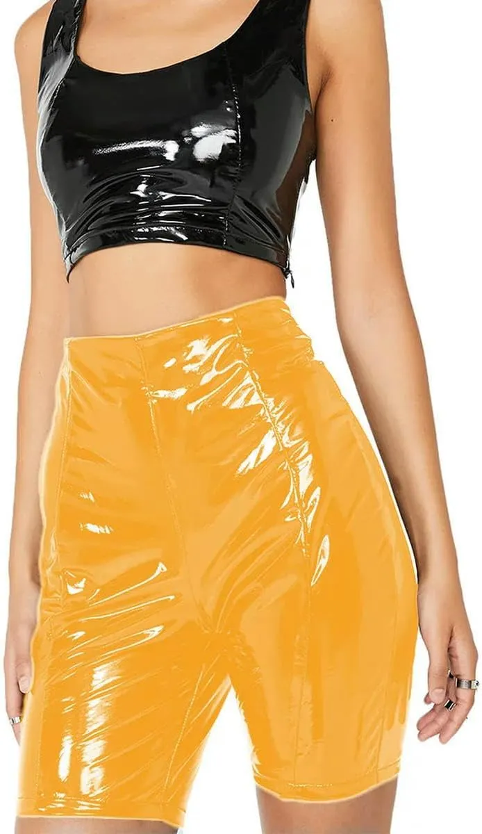 Lady Tight PVC Leather Shorts Womens High Waist Slim Motion Shorts Versatile Streetwear Plus Size Hot Pants
