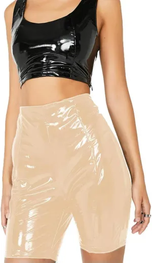 Lady Tight PVC Leather Shorts Womens High Waist Slim Motion Shorts Versatile Streetwear Plus Size Hot Pants