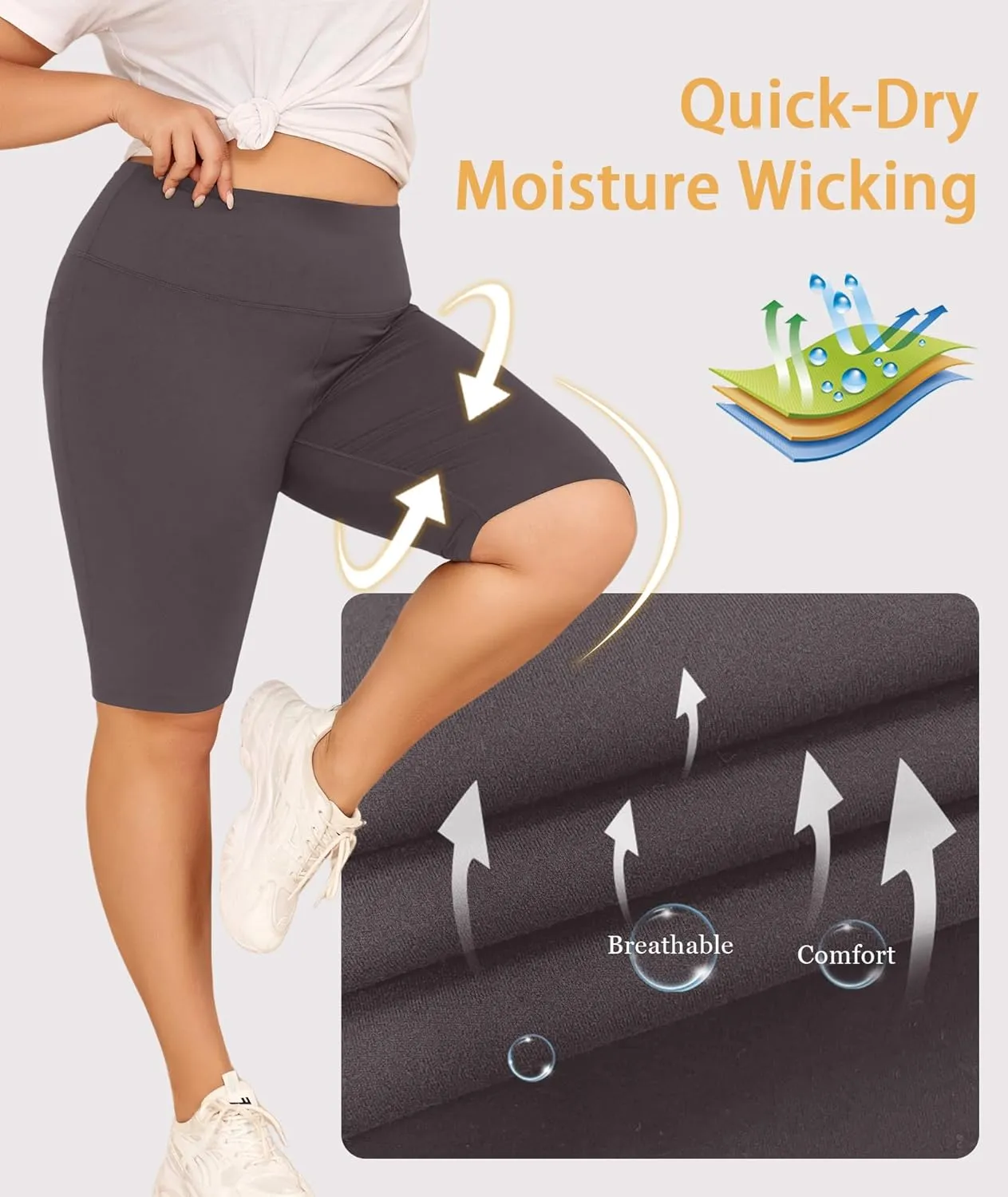 LALAGEN Women Plus Size Biker Shorts with Pockets - Tummy Control Gym Workout Running Yoga Volleyball Athletic Shorts