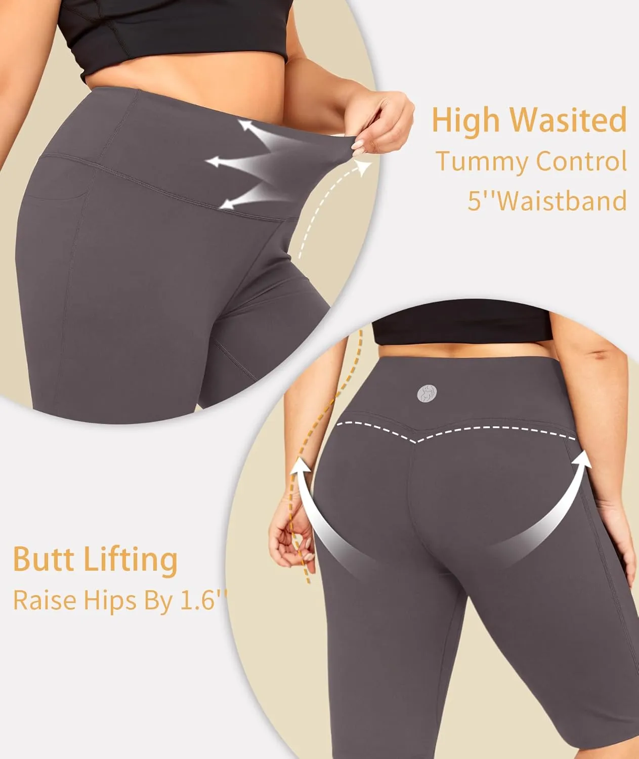 LALAGEN Women Plus Size Biker Shorts with Pockets - Tummy Control Gym Workout Running Yoga Volleyball Athletic Shorts
