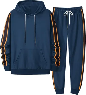 LecGee Men's 2 Piece Outfits Hoodie Sweatshirt Elastic Waist Joggers Sweatpants Casual Athletic Tracksuit Sweatsuit Set