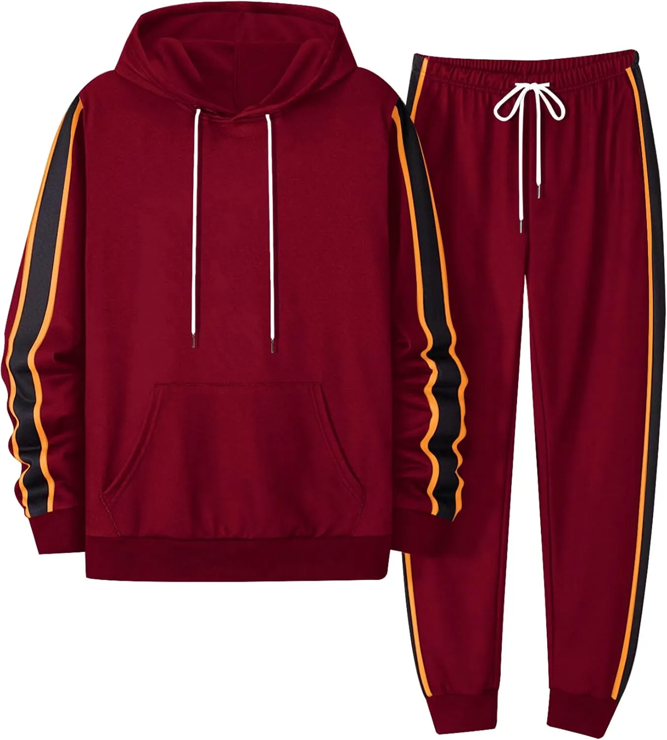 LecGee Men's 2 Piece Outfits Hoodie Sweatshirt Elastic Waist Joggers Sweatpants Casual Athletic Tracksuit Sweatsuit Set