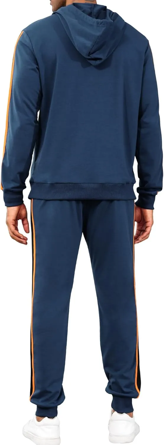 LecGee Men's 2 Piece Outfits Hoodie Sweatshirt Elastic Waist Joggers Sweatpants Casual Athletic Tracksuit Sweatsuit Set