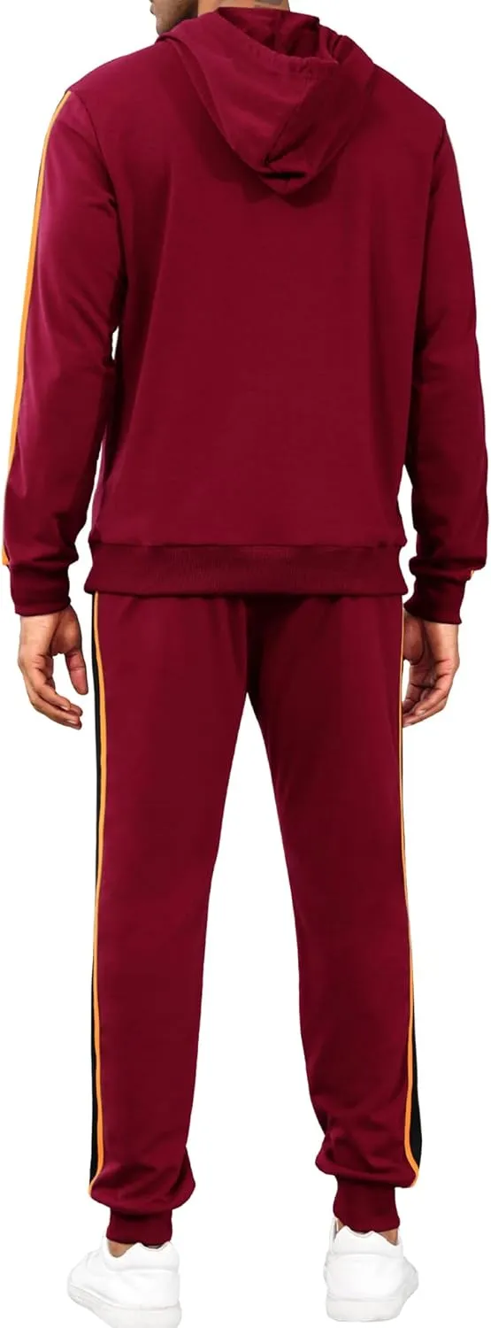 LecGee Men's 2 Piece Outfits Hoodie Sweatshirt Elastic Waist Joggers Sweatpants Casual Athletic Tracksuit Sweatsuit Set