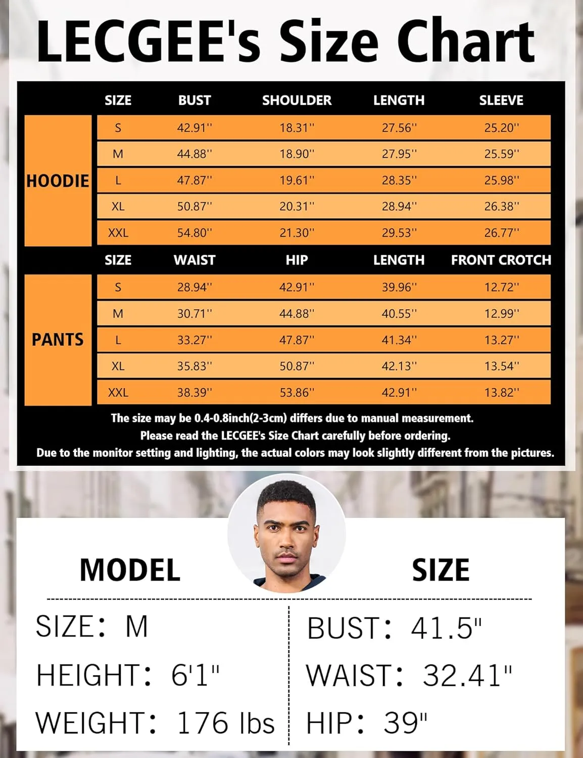 LecGee Men's 2 Piece Outfits Hoodie Sweatshirt Elastic Waist Joggers Sweatpants Casual Athletic Tracksuit Sweatsuit Set