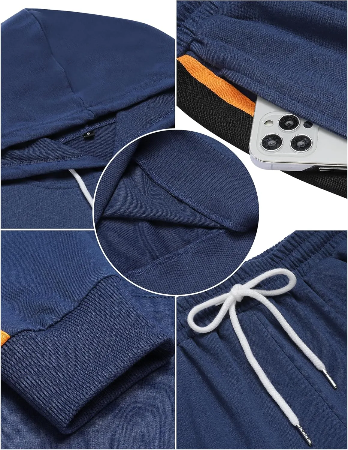 LecGee Men's 2 Piece Outfits Hoodie Sweatshirt Elastic Waist Joggers Sweatpants Casual Athletic Tracksuit Sweatsuit Set