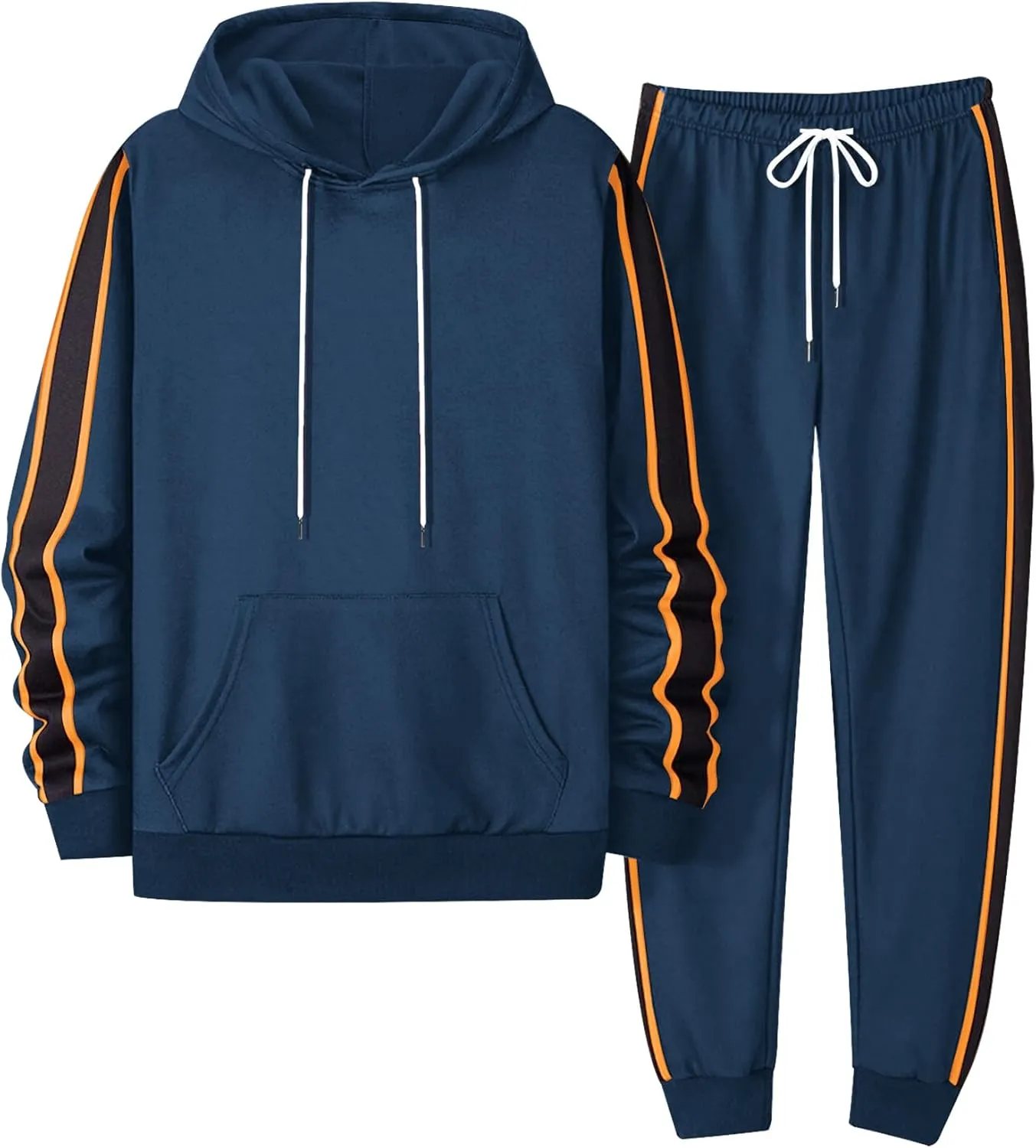 LecGee Men's 2 Piece Outfits Hoodie Sweatshirt Elastic Waist Joggers Sweatpants Casual Athletic Tracksuit Sweatsuit Set