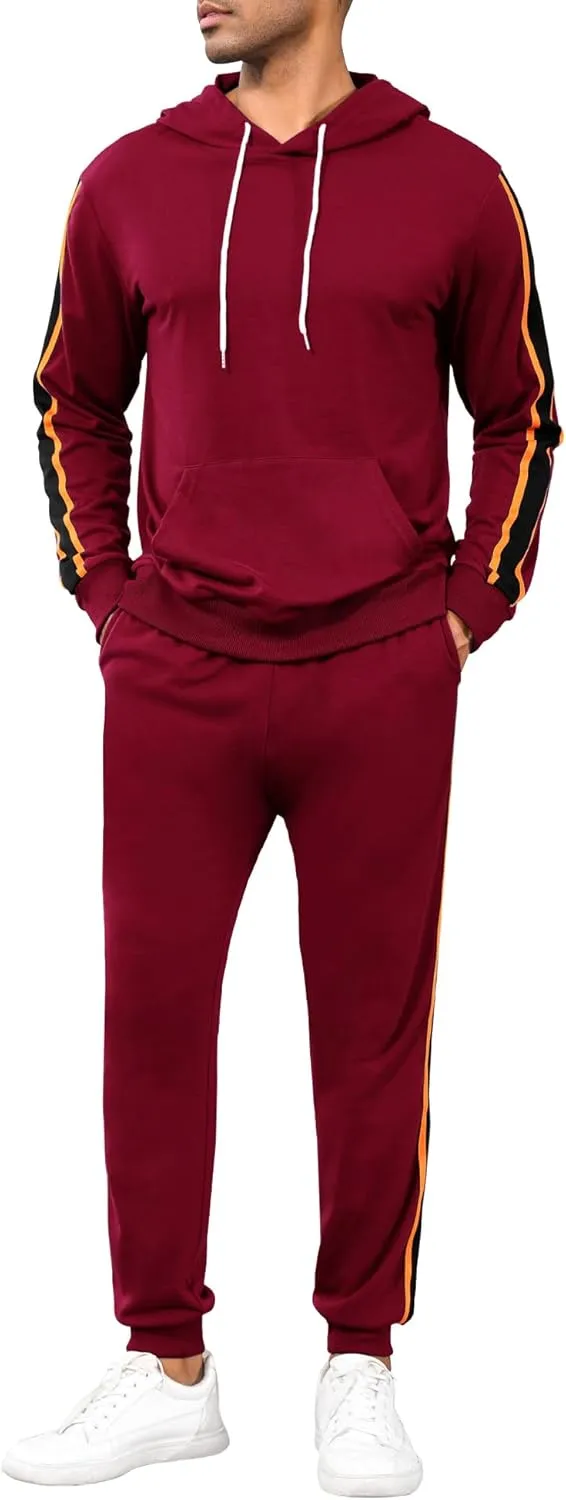LecGee Men's 2 Piece Outfits Hoodie Sweatshirt Elastic Waist Joggers Sweatpants Casual Athletic Tracksuit Sweatsuit Set