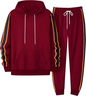 LecGee Men's 2 Piece Outfits Hoodie Sweatshirt Elastic Waist Joggers Sweatpants Casual Athletic Tracksuit Sweatsuit Set