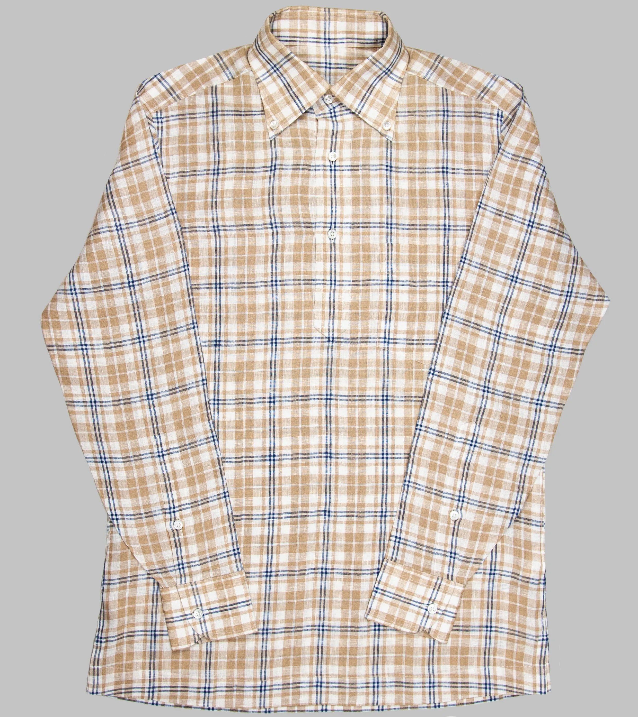 Linen Button Down Plaid Shirt