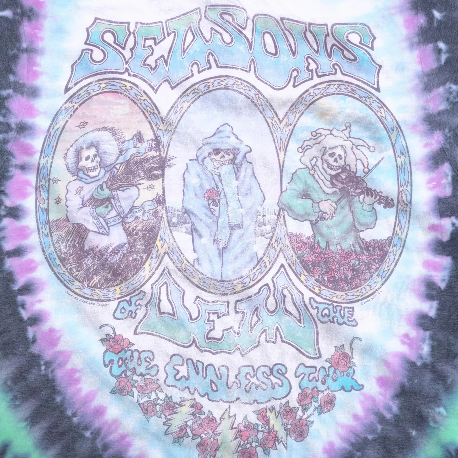 Liquid Blue Unisex-Adult Standard Grateful Vintage Seasons of The Dead Tie Dye Tee