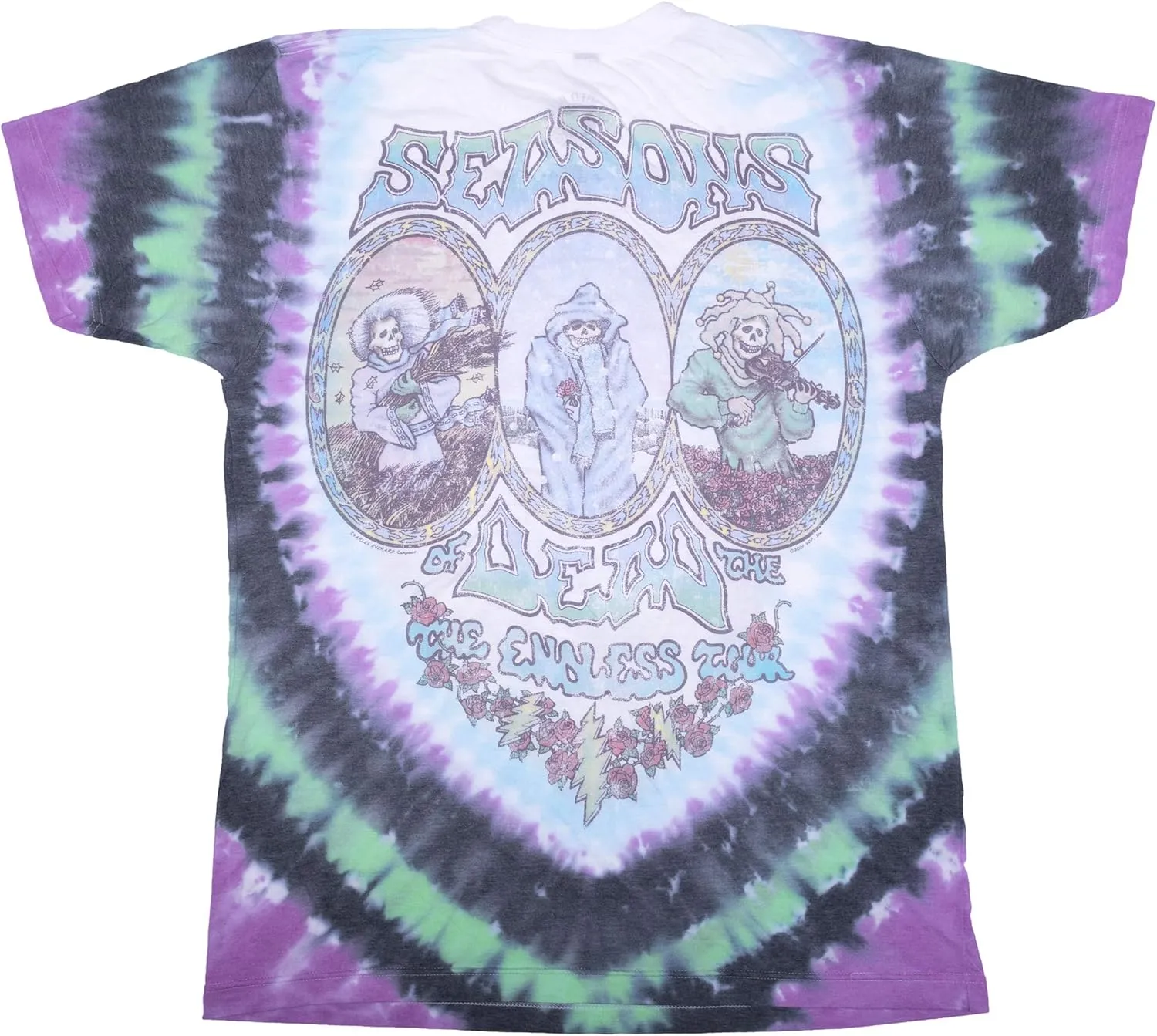 Liquid Blue Unisex-Adult Standard Grateful Vintage Seasons of The Dead Tie Dye Tee