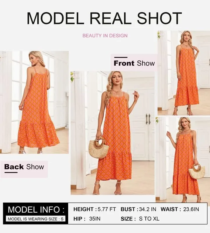 LOAIHA Women Summer Casual Loose Sleeveless Sundress Spaghetti Strap Flowy Boho Linen Beach Vacation Maxi Long Dress 2024
