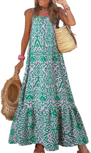 LOAIHA Women Summer Casual Loose Sleeveless Sundress Spaghetti Strap Flowy Boho Linen Beach Vacation Maxi Long Dress 2024