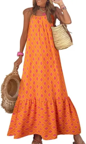 LOAIHA Women Summer Casual Loose Sleeveless Sundress Spaghetti Strap Flowy Boho Linen Beach Vacation Maxi Long Dress 2024