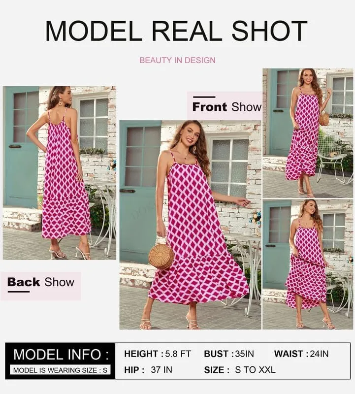 LOAIHA Women Summer Casual Loose Sleeveless Sundress Spaghetti Strap Flowy Boho Linen Beach Vacation Maxi Long Dress 2024