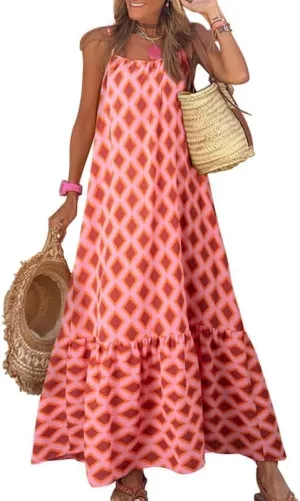 LOAIHA Women Summer Casual Loose Sleeveless Sundress Spaghetti Strap Flowy Boho Linen Beach Vacation Maxi Long Dress 2024